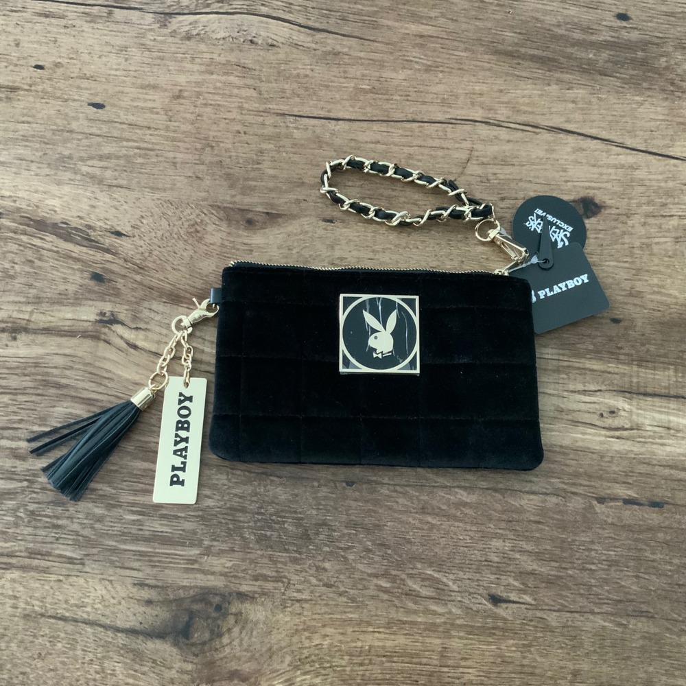 Brand New, Playboy Wristlet Wallet‎ Purse Black Velour